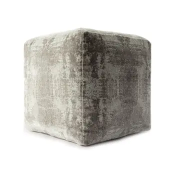 18" Gray Abstract Pouf Ottoman