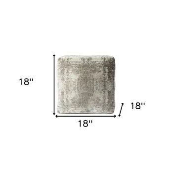 18" Gray Abstract Pouf Ottoman
