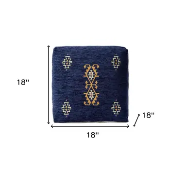 18" Blue Medallion Pouf Ottoman