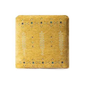 18" Yellow Abstract Pouf Ottoman