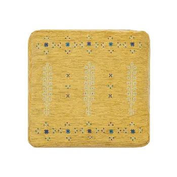 18" Yellow Abstract Pouf Ottoman