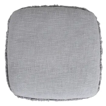 18" Gray Cotton Striped Pouf Ottoman