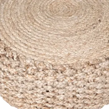 20" Tan Round Geometric Pouf Ottoman