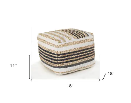 18" Tan Geometric Pouf Ottoman