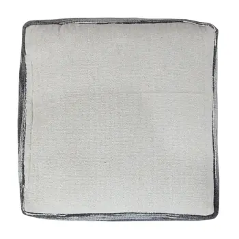 18" Gray Cotton Striped Pouf Ottoman