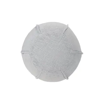 18" Gray Cotton Round Patchwork Pouf Ottoman