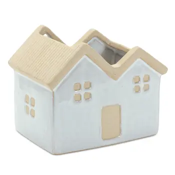 Set of Three White And Natural House Trio Pot Planters