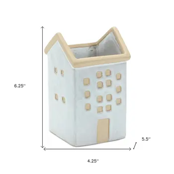 Set of Three White And Natural House Trio Pot Planters