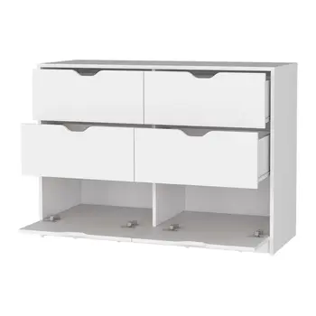 42" White Six Drawer Dresser