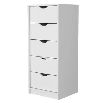 18" White Five Drawer Dresser