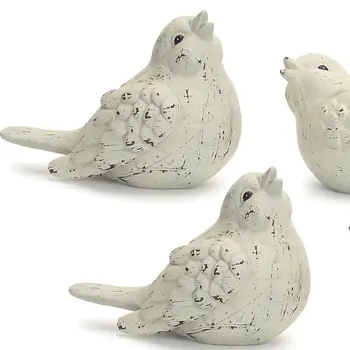 Set of Four Ivory Ceramic Bird Figurines
