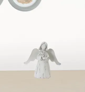 Set of Six 6" White Washed Polyresin Angel Figurine Tabletop Sculpture
