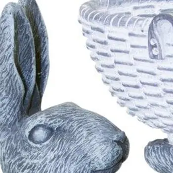7" Gray And White Polyresin Rabbit Statue Tabletop Sculpture