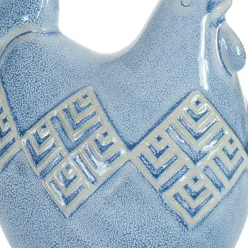 Set of Two Blue Ceramic Chicken Figurines