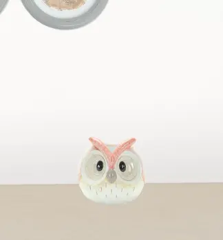 Set Of Three 4" Blue and Gray Resin Owl Figurine