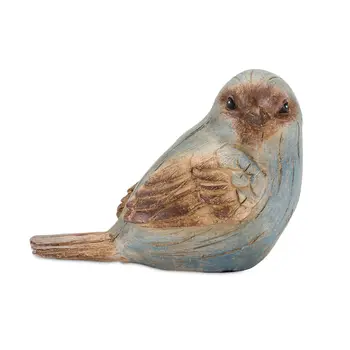 Set of Six 3" Blue And Brown Polyresin Bird Figurine Tabletop Sculpture