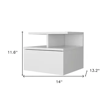 12" Wood One Drawer Floating Nightstand