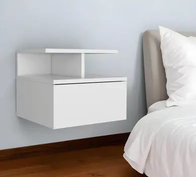 12" Wood One Drawer Floating Nightstand