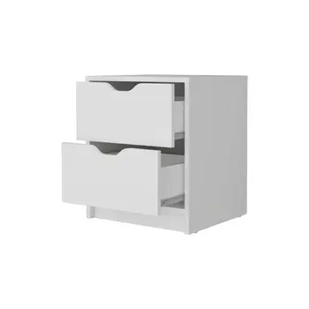 19" White Wood Two Drawer Nightstand with Integrated Tech