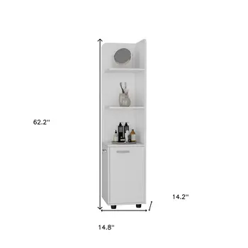 15" Black And White Accent Cabinet With Four Shelves