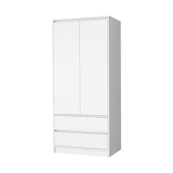 32" White Accent Cabinet Soft Close With Multiple Shelves And Two Drawers