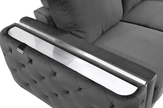 50" Dark Gray And Silver Velvet Tufted Club Chair