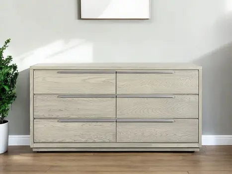 63" Gray Solid Wood Six Drawer Double Dresser