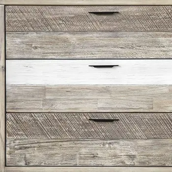 63" Natural and Ivory Solid Wood Six Drawer Double Dresser