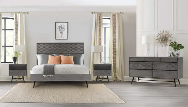 61" Gray Solid Wood Six Drawer Double Dresser