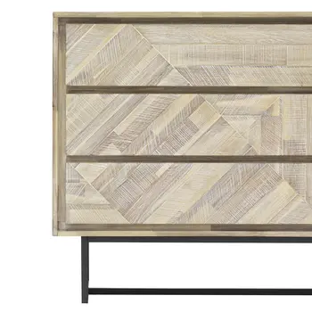 61" Natural Solid Wood Six Drawer Double Dresser