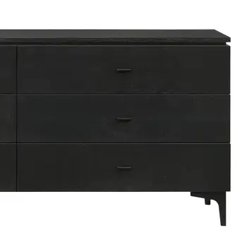 63" Black Six Drawer Double Dresser