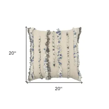 20X20 Natural 100% Cotton Striped Zippered Pillow