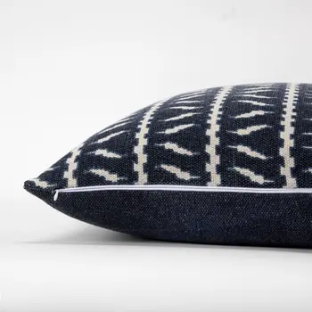 20" Blue and White Cotton Pillow