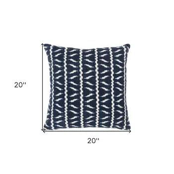 20" Blue and White Cotton Pillow