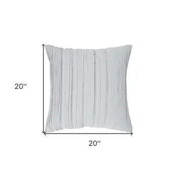 20" Light Blue Striped Cotton Blend Throw Pillow
