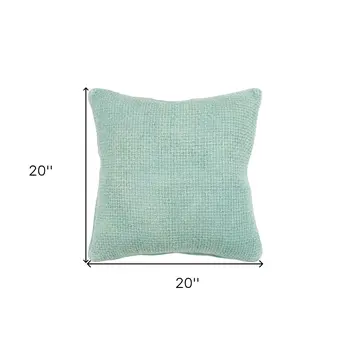 20" Mint Green Weave Cotton Blend Throw Pillow