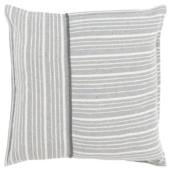 20" Gray And Ivory Cotton Throw Pillow