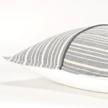 20" Gray And Ivory Cotton Throw Pillow