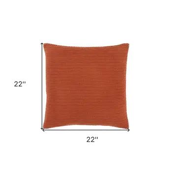 22" Orange Striped Cotton Throw Pillow