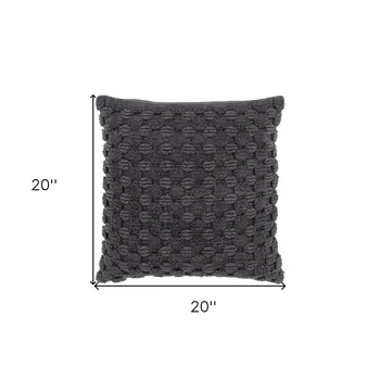 20" Charcoal Cotton Throw Pillow With Texture