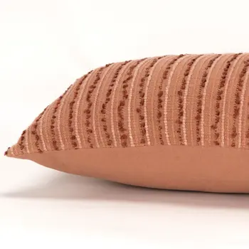 14" X 14" Terra Cotta Striped Cotton Blend Throw Pillow