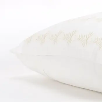 20" White Cotton Throw Pillow With Embroidery