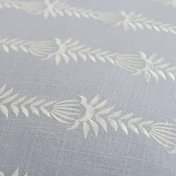 20" Light Blue and White Cotton Throw Pillow With Embroidery