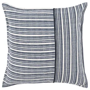 20" Blue and White Cotton Pillow With Embroidery Edges
