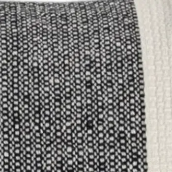 20" White and Black Striped Cotton Throw Pillow with Tassels and Texture