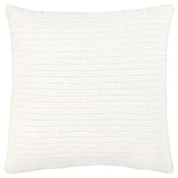 22" White Striped Cotton Throw Pillow
