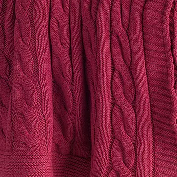 Red Knitted 100% Cotton Throw Blanket