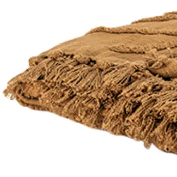 Camel Woven 100% Woven Textured Cotton Throw Blanket