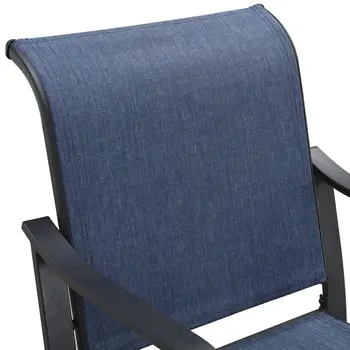 Set of Two 25" Black and Blue Metal Outdoor Counter Height Bar Chairs
