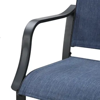 Set of Two 25" Black and Blue Metal Outdoor Counter Height Bar Chairs